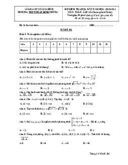 Đề thi HK1 Toán 10 năm 2020 – 2021 trường Phan Đình Phùng – Quảng Bình