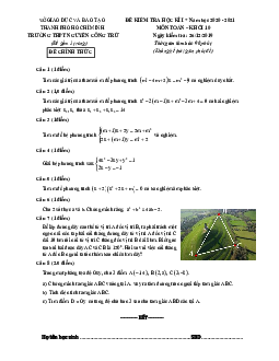 Đề thi HK1 Toán 10 năm 2020 – 2021 trường THPT Nguyễn Công Trứ – TP HCM