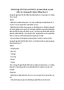 Giải bài tập SGK Lịch sử 10 bài 8: Sự hình thành và phát triển các vương quốc chính ở Đông Nam Á