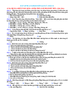 Trắc nghiệm Sử 12 bài 20 có đáp án:Cuộc kháng chiến toàn quốc chống thực dân Pháp kết thúc (1953-1954)