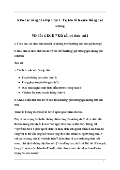 Giải GDCD 7 Bài 1: Tự hào về truyền thống quê hương | Kết nối tri thức