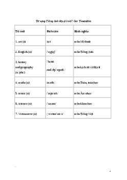 Từ vựng tiếng anh 4 Unit 7: Our Timetables | Global Success