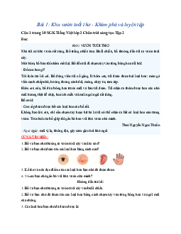 Giải SGK môn Tiếng Việt lớp 2 - Bài 1: Khu vườn tuổi thơ | Chân trời sáng tạo