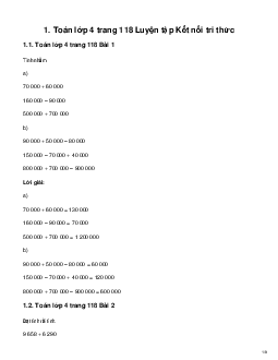 Toán lớp 4 Bài 34: Ôn tập phép cộng, phép trừ Kết nối tri thức