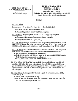 Đề kiểm tra học kỳ 2 Toán 9 năm 2019 – 2020 trường THCS Trường Sơn – TP HCM