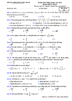 Đề thi thử Toán THPTQG 2019 trường THPT Hoàng Hoa Thám – Khánh Hòa