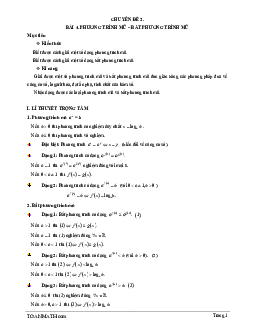 Bài giảng phương trình mũ và bất phương trình mũ