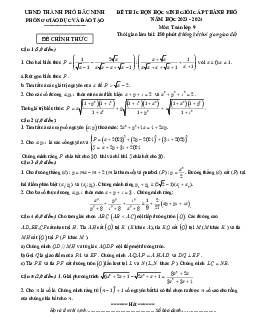 Đề thi học sinh giỏi Toán 9 năm 2023 – 2024 phòng GD&ĐT thành phố Bắc Ninh