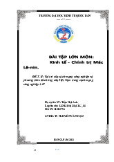 Bài tập cá nhân - Kinh tế Chính trị Mác-Lê Nin (KTCT01) | Đại học kinh tế quốc dân NEU