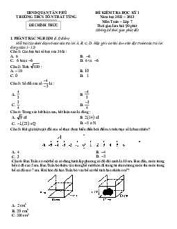 Đề cuối kì 1 Toán 7 năm 2022 – 2023 trường THCS Quang Trung – TP HCM