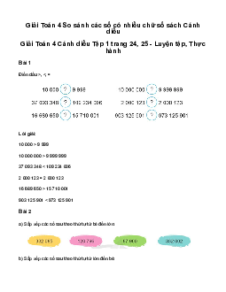 Giải Toán lớp 4 Bài 9: So sánh các số có nhiều chữ số Cánh diều