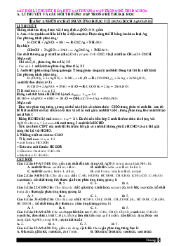 Câu hỏi lý thuyết hóa hữu cơ thường gặp trong đề thi đại học (có lời giải)
