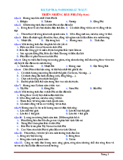 Trắc nghiệm Địa 7 Bài 27: Thiên nhiên Châu Phi - tiếp theo (có đáp án)