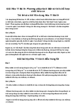 Bài 9: Phương pháp tách biệt và tinh chế hợp chất hữu cơ | Giải Hóa 11 Cánh diều
