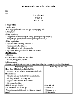 Giáo án Tiếng Việt 1 - Tuần 2 | sách Vì sự bình đẳng và dân chủ trong giáo dục