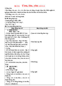 Giáo án môn Tiếng Việt 1 - Tuần 12 | sách Cùng học để phát triển năng lực