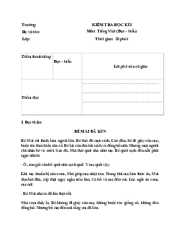 Đề thi học kì 1 môn Tiếng Việt 2 năm 2023 - 2024 sách Cánh diều | Đề 1