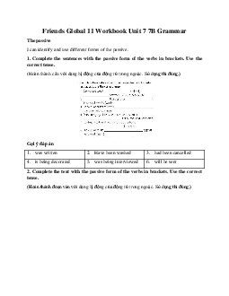 Giải tiếng anh 11 Workbook Unit 7 7B Grammar | Friends Global