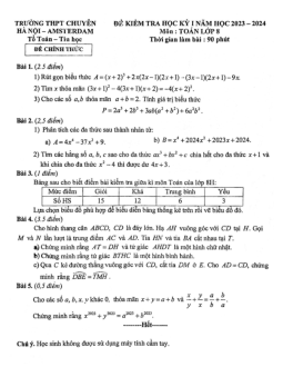 Đề học kì 1 Toán 8 năm 2023 – 2024 trường THPT chuyên Hà Nội – Amsterdam