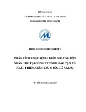 Phân Tích Hoạt Động Kiểm Soát Nguồn Nhân Lực Tại Công Ty ASANO Môn Thực hành nghề nghiệp 2 | Trường Đại học Tài chính - Marketing
