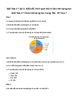 Giải Toán 7 Bài 2: Biểu đồ hình quạt tròn | Chân trời sáng tạo