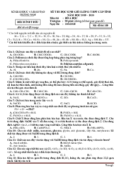 Đề thi học sinh giỏi lớp 12 THPT cấp tỉnh năm 2019-2020 môn hóa Sở GD Quảng Nam mã đề 189 (có đáp án)