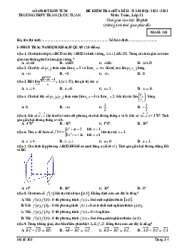 Đề giữa kì 2 Toán 11 năm 2022 – 2023 trường THPT Trần Quốc Tuấn – Kon Tum