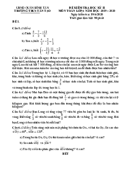 Đề thi HK2 Toán 6 năm học 2019 – 2020 trường THCS Tân Tạo – TP HCM
