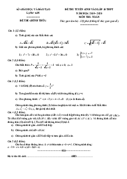 Đề tuyển sinh lớp 10 THPT năm 2019 – 2020 môn Toán sở GD&ĐT Lạng Sơn