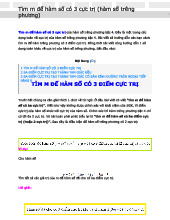 Tìm m để hàm số bậc 4 có 3 cực trị (hàm trùng phương)