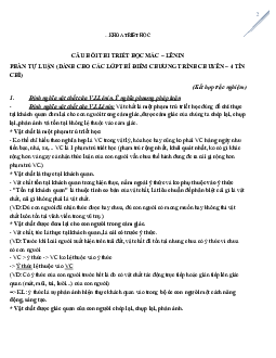 Câu hỏi ôn tập triết học máclenin | AJC