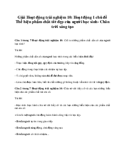 Giải Hoạt động trải nghiệm 10: Hoạt động 1 chủ đề 1 Chân Trời Sáng Tạo