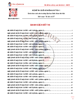 Bộ đề giải tích 1 | Đại học Bách khoa Hà Nội