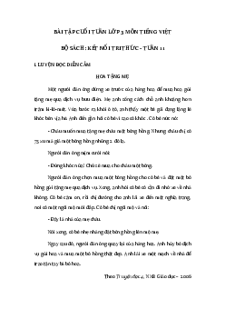 Phiếu bài tập cuối tuần tiếng Việt 3 Tuần 11 ( cơ bản) | Kết nối tri thức