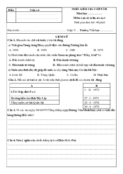 Đề thi học kì 2 lớp 5 môn Lịch sử - Địa lý năm 2019 - 2020 theo Thông tư 22