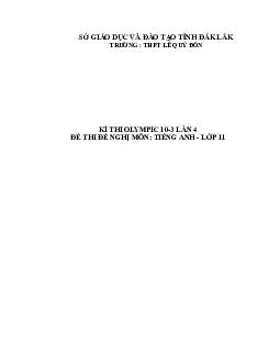 Đề thi Olympic 10 tháng 3 lần thứ 3 môn Tiếng Anh năm 2019 môn Tiếng Anh 11 THPT Lê Quý Đôn