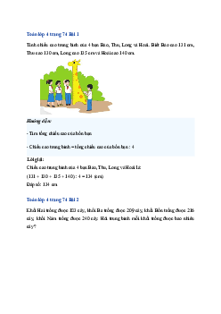 Bài 30: Toán lớp 4 trang 74, 75 Luyện tập chung Cánh diều