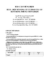 BÁO CÁO THÍ NGHIỆM HÓA ĐẠI CƯƠNG 111: THÍ NGHIỆM, KẾT QUẢ VÀ PHÂN TÍCH