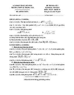 Đề thi học kì 1 Toán 10 năm 2019 – 2020 trường THPT Lê Trọng Tấn – TP HCM