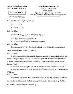 Đề thi học kì 2 Toán 9 năm 2019 – 2020 trường THCS Đồng Đen – TP HCM