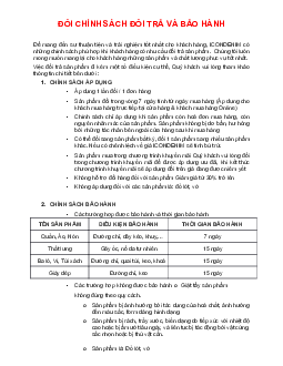 Lý thuyết về Đổi chính sách đổi trả và bảo hành