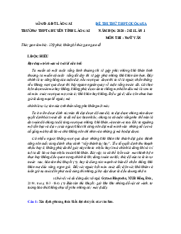Đề thi thử THPT Quốc gia 2021 môn Ngữ Văn trường THPT chuyên Lào Cai (có đáp án)
