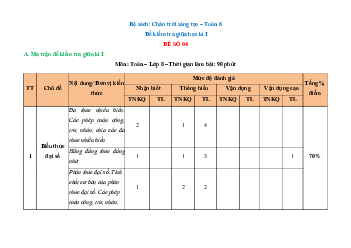 Đề thi giữa học kì 1 môn Toán 8 năm 2023 - 2024 sách CTST - Đề 5