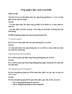 Công nghệ 6 bài 6 Bảo quản thực phẩm Cánh Diều