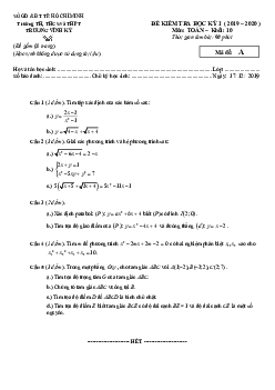 Đề thi học kì 1 Toán 10 năm 2019 – 2020 trường Trương Vĩnh Ký – TP HCM