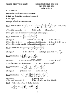 Đề cương cuối học kì 1 Toán 9 năm 2022 – 2023 trường THCS Võng Xuyên – Hà Nội