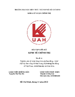 Tiểu luận "Nghiên cứu lý luận hàng hóa sức lao động"