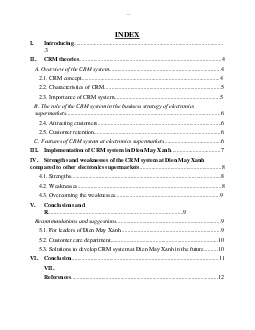Tiểu luận môn học Quản trị quan hệ khách hàng đề tài "The process of CRM system implementation at Dien May Xanh in Vietnam" bằng tiếng Anh