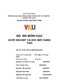 Đồ án môn học "Khởi nghiệp và đổi mới sáng tạo"