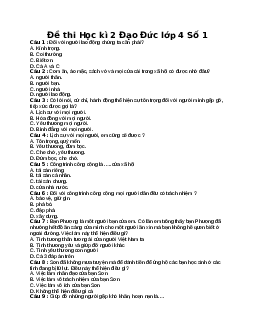 Bộ đề thi Học kì 2 Đạo Đức lớp 4 năm 2024